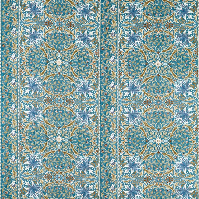 Morris & Co. Walthamstow Fabric in Teal/Ochre - a sample For Sale
