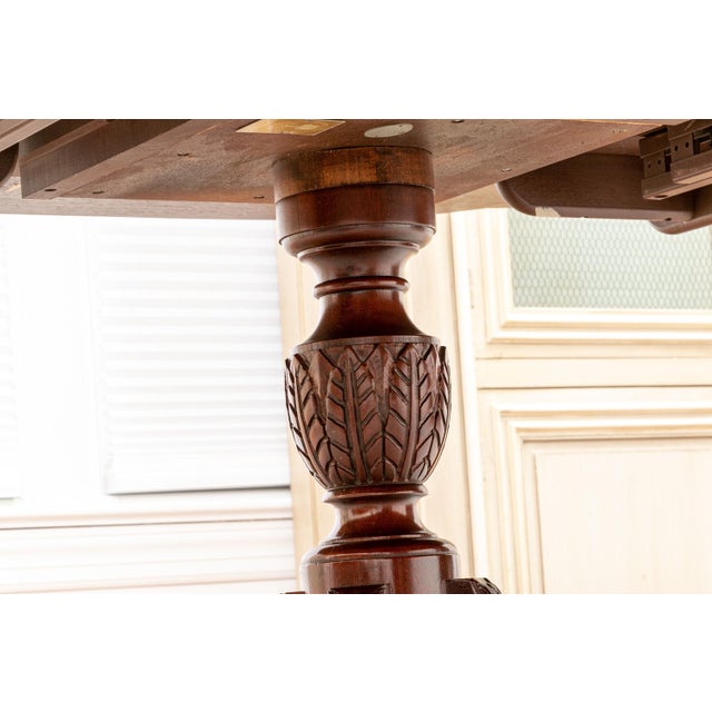 Wood Vintage Baker Double Pedestal Extension Dining Table For Sale - Image 7 of 12