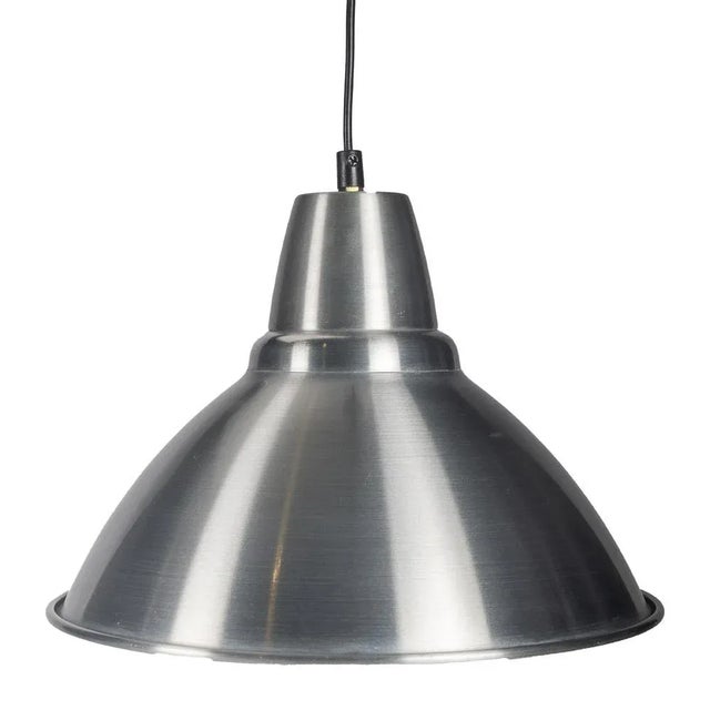 Metal Industrial Brushed Aluminium Pendant Lamp, 1960s For Sale - Image 7 of 7