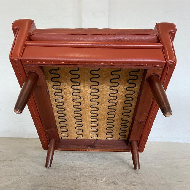 Set of Vintage Danish Lounge Chair and Ottoman in Cognac Leather by Svend Skipper For Sale - Image 16 of 18