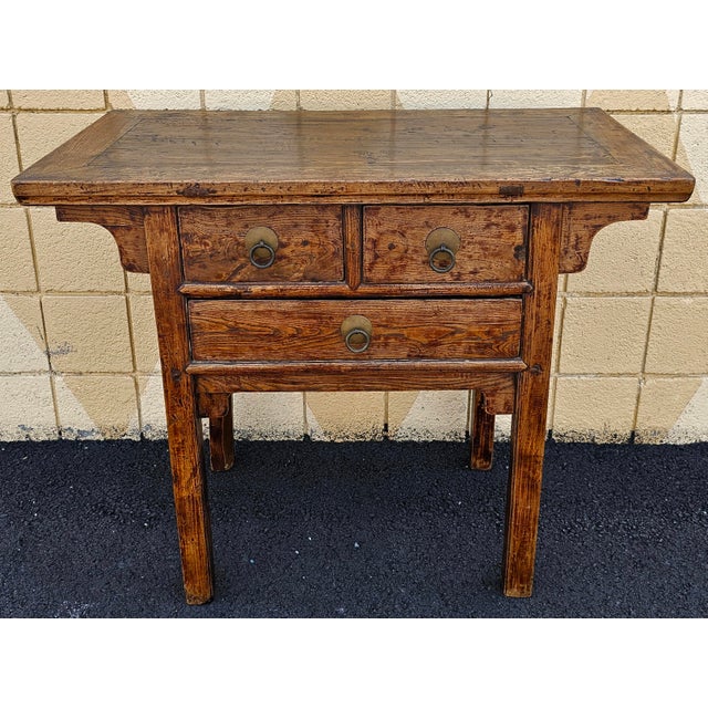 Mid 20th Century Asian Elmwood Three-Drawer Altar / Console Table For Sale In Washington DC - Image 6 of 10