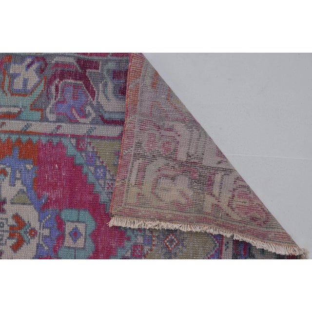 1960s Purple Low Pile Oushak Runner Carpet For Sale - Image 4 of 11