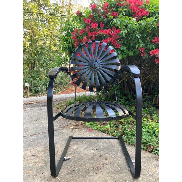 francois carre strap iron cantilever garden chairs rockers recently sandblasted, primed and painted in outdoor specialty...