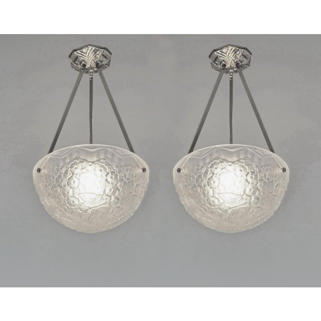 French Art Deco Pendant Light by Hettier & Vincent 1930 France - 2 Available For Sale - Image 14 of 14