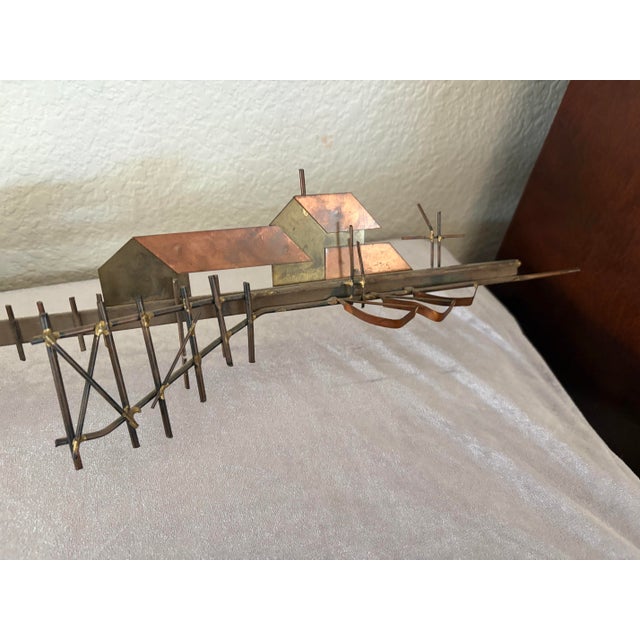 Brass 1970s Sailing Duo, Brass Sailboat Sculpture by Curtis Jere, 23" X 53" For Sale - Image 8 of 12