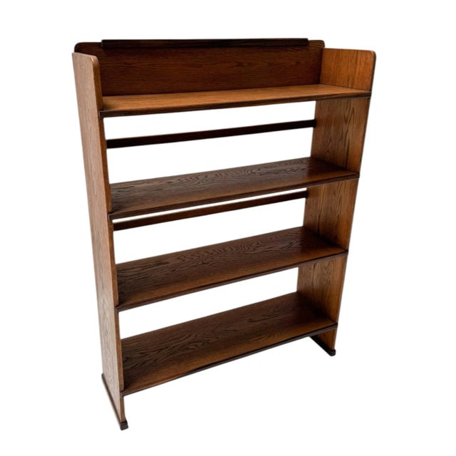 Stunning and rare art deco modernist open bookcase. Design by p.e.l. Izeren for de genneper molen. Striking dutch design...