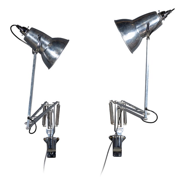 Vintage English Angle Poise Wall Mounted Lamps, 1970, Set of 2 For Sale