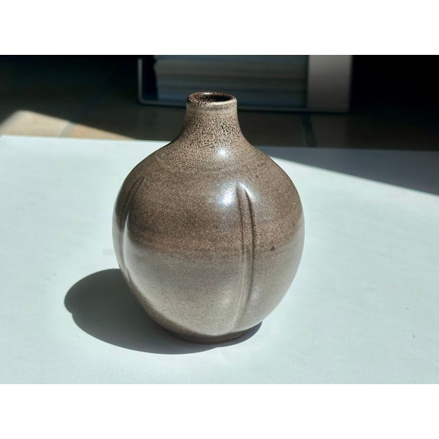 Hand-Thrown Speckled Mocha Brown Glazed Studio Ceramic Vase by Kristian Körting, Germany, 1980s For Sale - Image 14 of 17