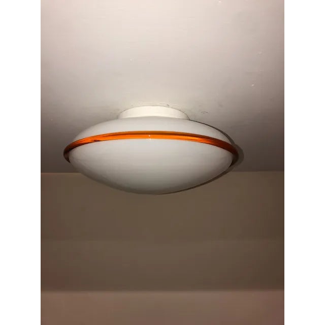 Late 20th Century Modern 1990 Murano Wall-Ceiling Lamp White-Amber For Sale - Image 5 of 13