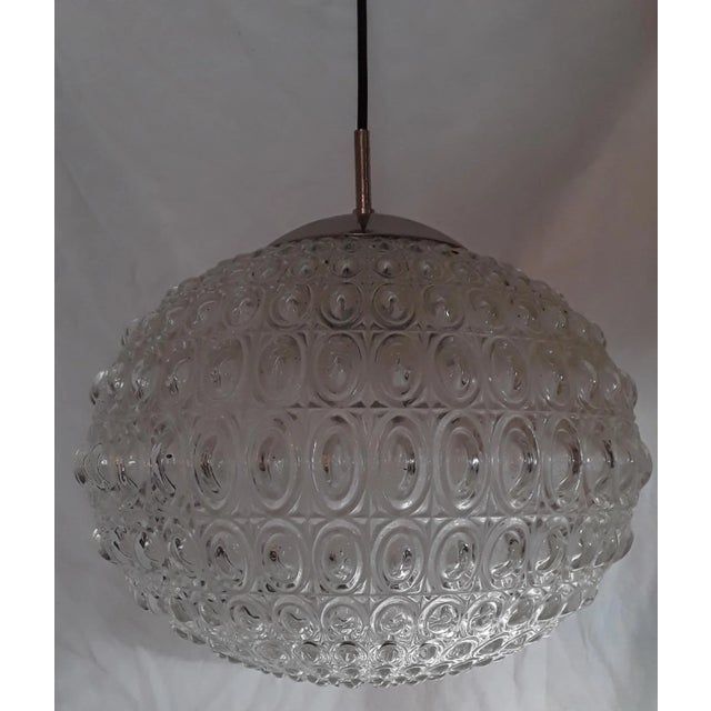 Ceiling Lamp with Clear Relief Glass Screen with Honeycomb Structure, 1970s, in Good conditions. Designed 1970 to 1979...