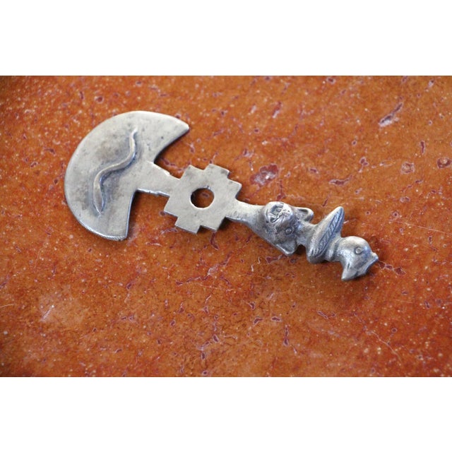 19th Century Antique 19th Century Silver Inca Tumi Ceremonial Knife With Figural Finial For Sale - Image 5 of 13