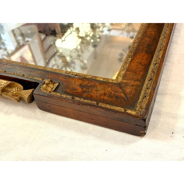 Antique English George II Solid Mahogany Mirror With Swan Neck Pediment and Shell Cartouche For Sale - Image 13 of 18