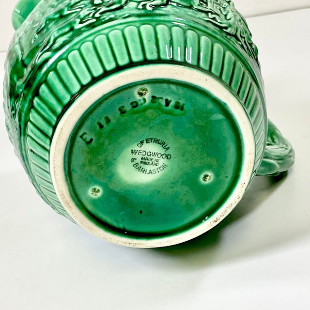 1930s Vintage Boho Chic English Rustic European Wedgwood Majolica Hunting Motif Pitcher For Sale - Image 16 of 16