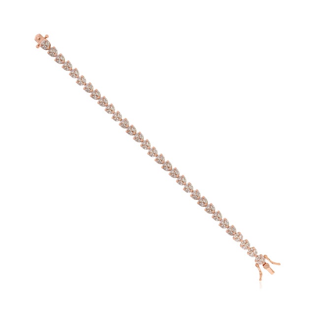 Contemporary Rose Gold Finish Tennis Bracelet With 4x2 Mm Prong-Set Cubic Zirconia- 7 Inch For Sale - Image 3 of 10