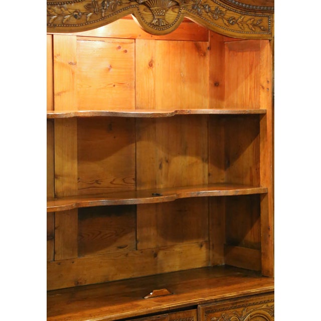 18th C. French Louis XV Pine Buffet-Deux-Corps Vitrine Cabinet From Normandy For Sale - Image 10 of 15