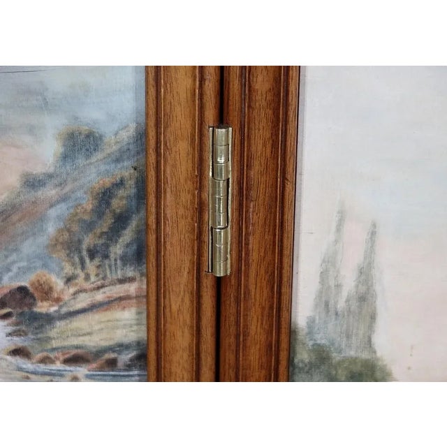 Small Painted Silk & Solid Walnut Screen, 1900 For Sale - Image 17 of 18