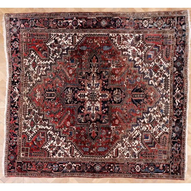 Middle Eastern Square Heriz Rug For Sale - Image 10 of 10