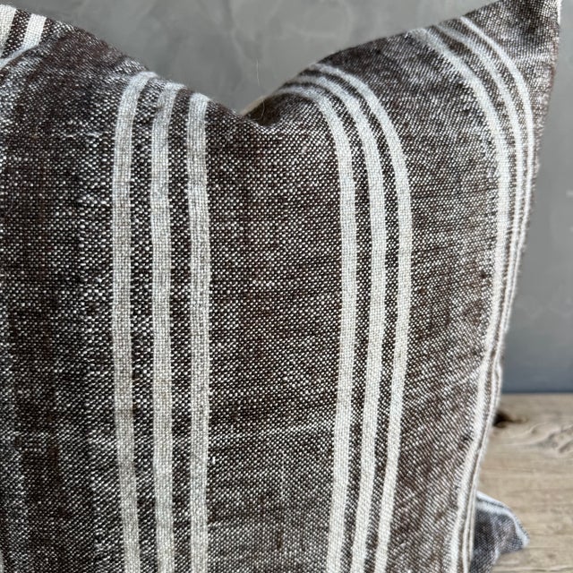 Late 20th Century Vintage Turkish Rug Hemp Pillow With Down Insert 22" X 22" For Sale - Image 5 of 5