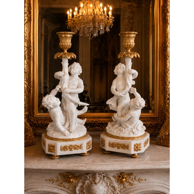 Manufacture de Sevres 1840s French Sevres White Biscuit Clock Set - 3 Pc For Sale - Image 4 of 18