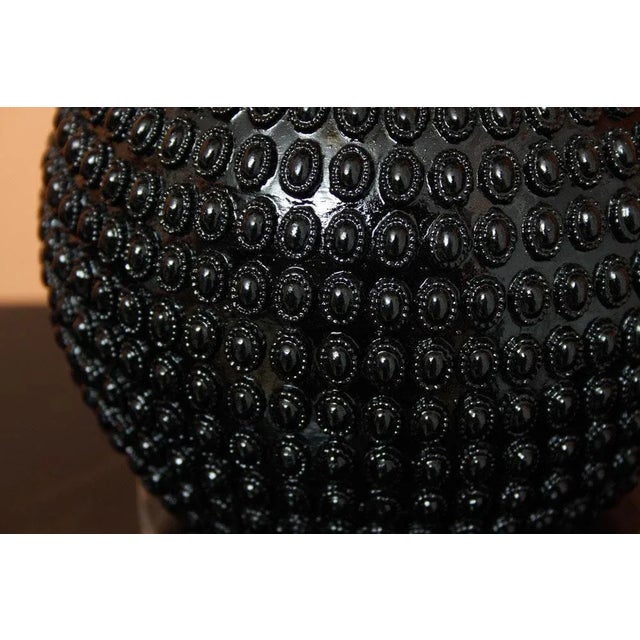 Mid-Century Modern Black Mid-Century Modern Textured Double Gourd Lamp For Sale - Image 3 of 6