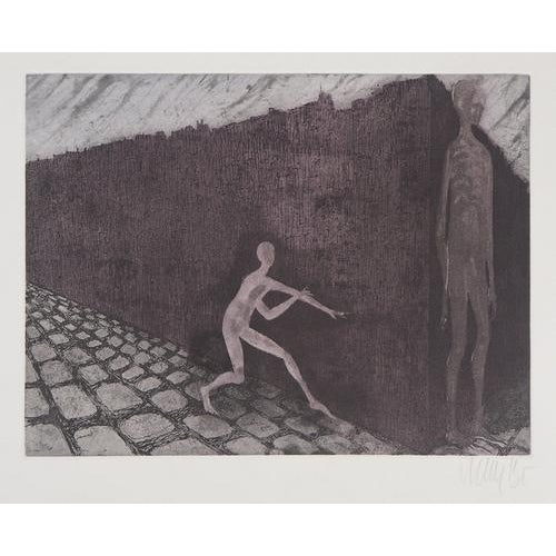 Lars bo dreamlike game (le rêve de jean valjean 6/8), 1975 original etching in color signed in pencil by the artist on bfk...