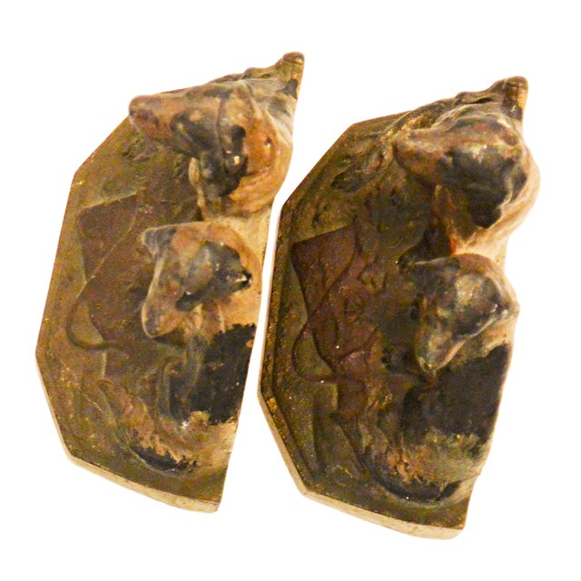 Early 20th Century American Cast Iron Figural "Hunting Pointers" Bookends - A Pair For Sale In Jacksonville, FL - Image 6 of 9