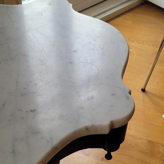 Alfonsine Galápago Table in Ebonized Wood with Marble Top, 1930s For Sale - Image 10 of 18