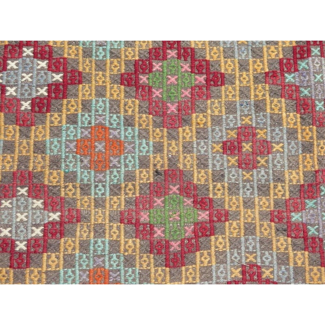 Textile 1960s Vintage Turkish Handmade Kilim Rug - 75"x111" For Sale - Image 7 of 12