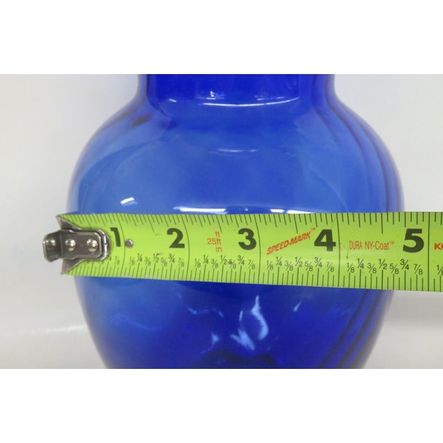 Indiana Glass Illusions 1980s Large Vase Cobalt Blue Optic Swirl Pattern 4876b For Sale - Image 11 of 11