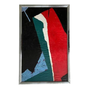 Mid-Century Modern Abstract Oil Painting on Canvas