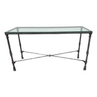 1970s Giacometti Style Wrought Iron Console Table For Sale