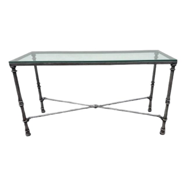1970s Giacometti Style Wrought Iron Console Table For Sale