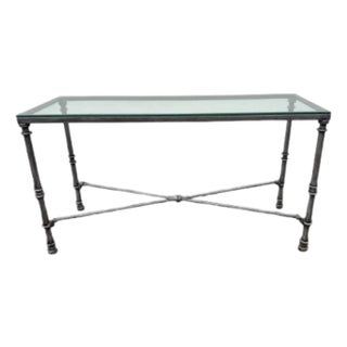 1970s Modern Giacometti Style Wrought Iron Console Table For Sale