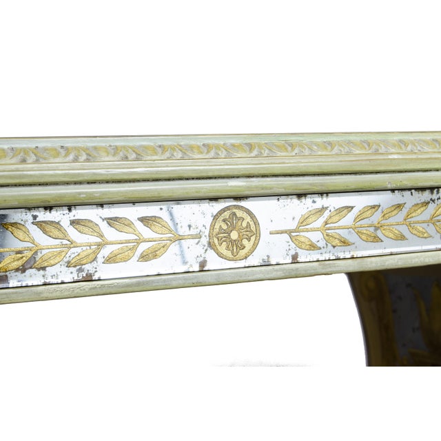 Maison Jansen Early 20th Century Neoclassical Lyre Side Table With Acid-Etched Glass Top and Accents by Maison Jansen, France For Sale - Image 4 of 10