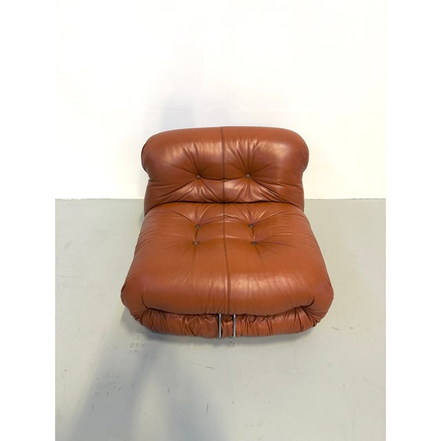 Vintage Italian Soriana Chair in Original Cognac Leather by Afra & Tobia Scarpa for Cassina, 1960s For Sale - Image 7 of 18