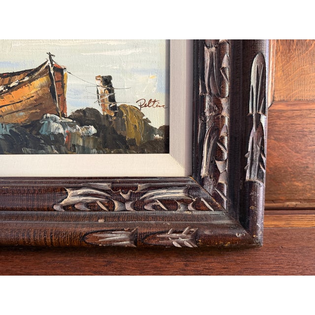 1960s Maritime Harbor Scene Oil Painting For Sale In Cincinnati - Image 6 of 7