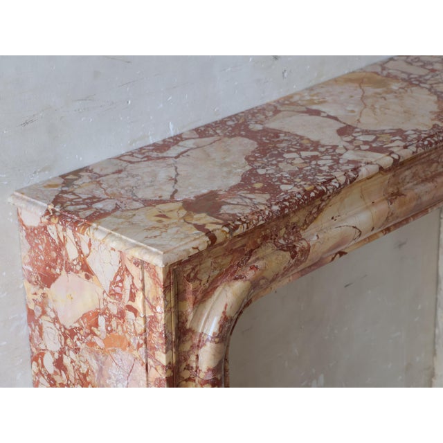 Antique French Boudin Mantelpiece in Brèche De Montmeyan Marble, 1800s For Sale - Image 9 of 15