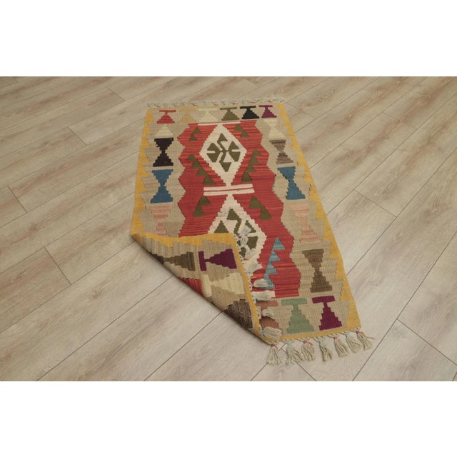 Textile 1990s Rustic Beige Hand Knotted Kilim For Sale - Image 7 of 13