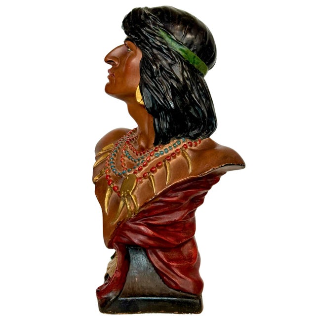 Vintage Chalkware "Hiawatha" Tobacco Store Display Bust - 1930s For Sale - Image 4 of 9