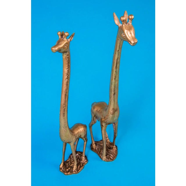 Hollywood Regency Vintage 1970's Solid Brass Giraffes - a Pair For Sale - Image 3 of 10