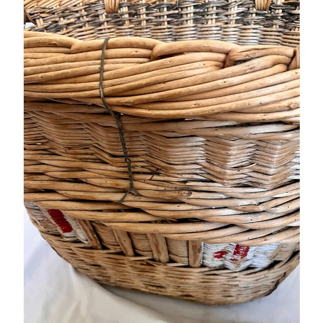 Large Antique French Wicker Champagne Harvest Basket For Sale - Image 15 of 18