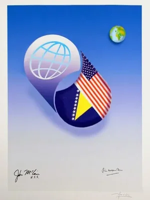 Global Usa, Avi Farin Print, Signed in Pencil by Artist and John Mccain in Ink