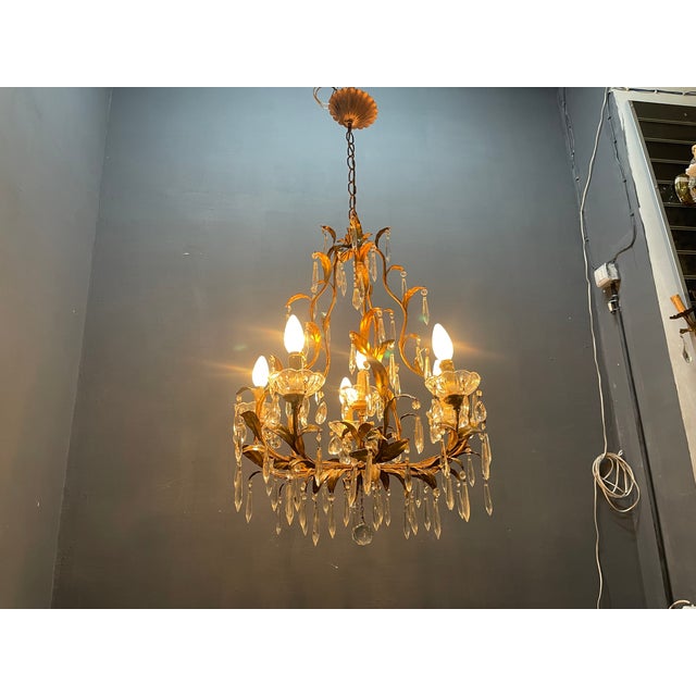 Italian Florentine Tole Chandelier, Italy, 1950s For Sale - Image 10 of 12