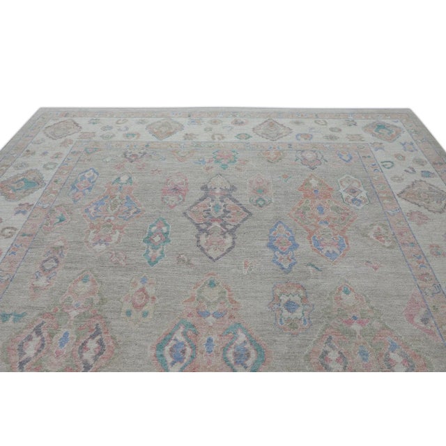 Textile Multicolor Handwoven Turkish Oushak Rug 9'2" X 12'3" For Sale - Image 7 of 9