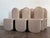 Set of six leather chairs in great condition by Cuff Studio. Almond color leather. Great condition, minor scuffs. Signed....