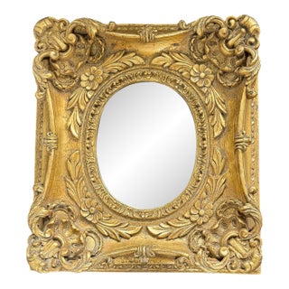 Mid-20th Century Baroque Style Ornate Gilded Wall Mirror 17.5"x16"x3" For Sale