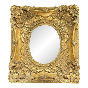 Mid-20th Century Baroque Style Ornate Gilded Wall Mirror 17.5"x16"x3"