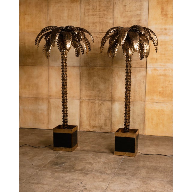 1970s Maison Jansen Palm Floor Lamps - a Pair For Sale - Image 9 of 10
