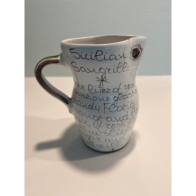 1960s Mid-Century Modern Fanciful Desimone Italy Pitcher For Sale - Image 5 of 5