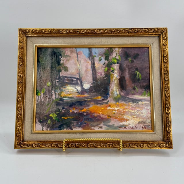 Metal Ronald L. Marvin Jr. Original Woodland Landscape Oil Painting For Sale - Image 7 of 9